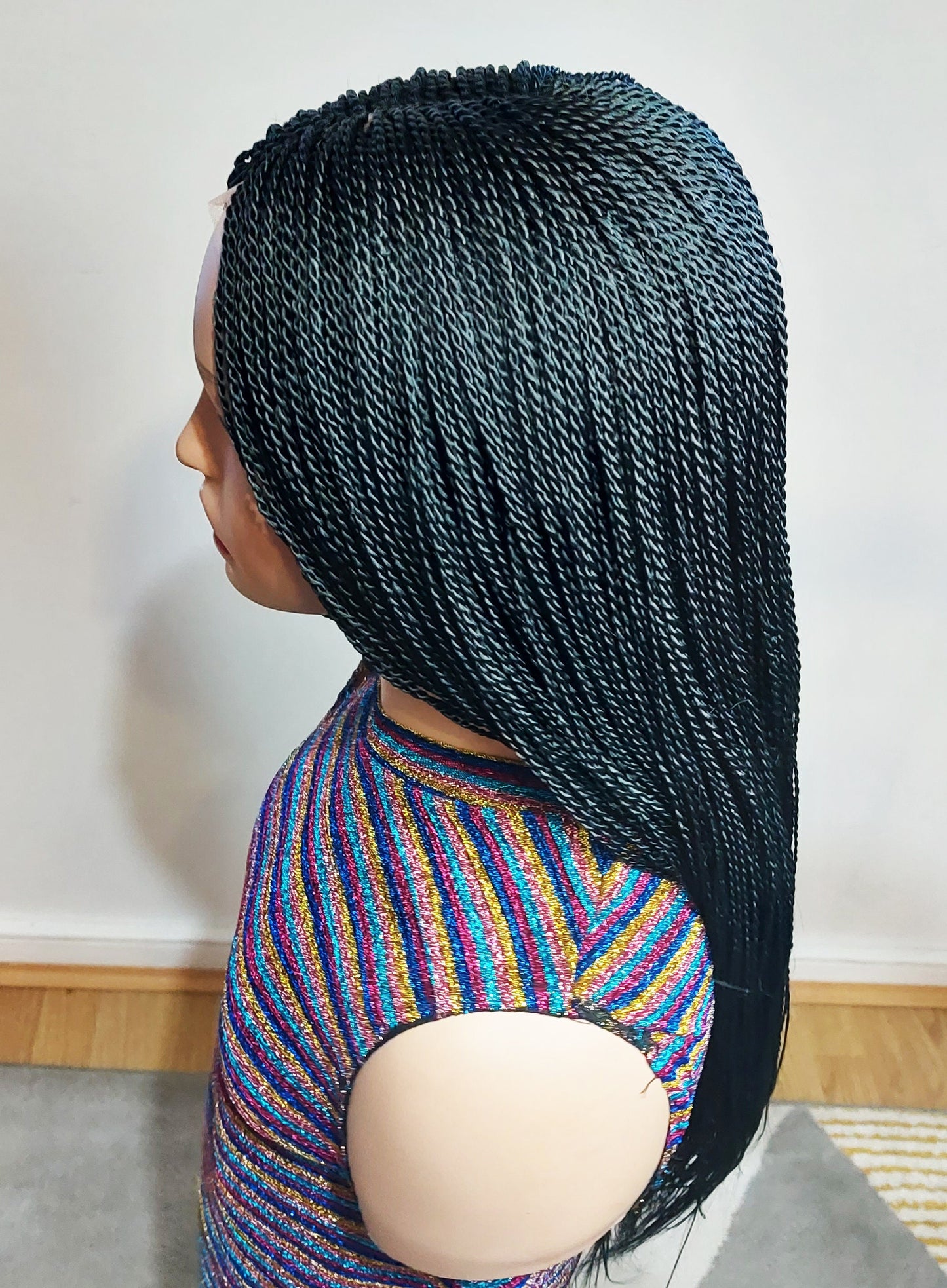 Micro Twist Braids Wig, Lace-Front Light-Weight Centre-Parting Long Single Weave