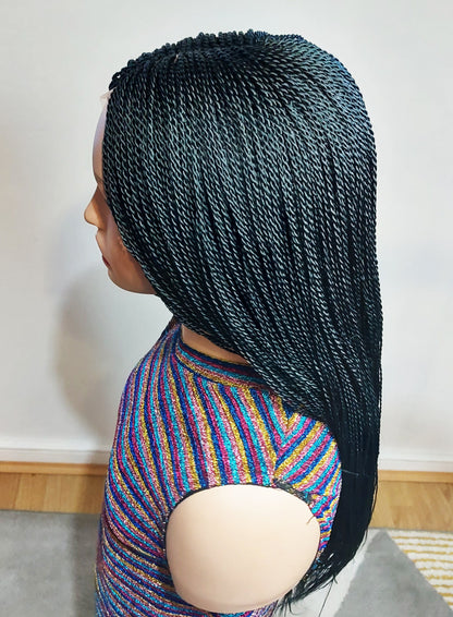 Micro Twist Braids Wig, Lace-Front Light-Weight Centre-Parting Long Single Weave