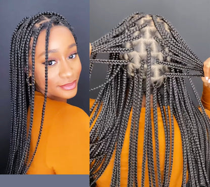 Braided Wigs for Black Women Knotless Box Braid Wig – Full Lace Frontal – Long Braided Hair – product image 4