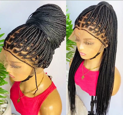 Braided Wigs for Black Women Knotless Box Braid Wig – Full Lace Frontal – Long Black Braids – product image 4