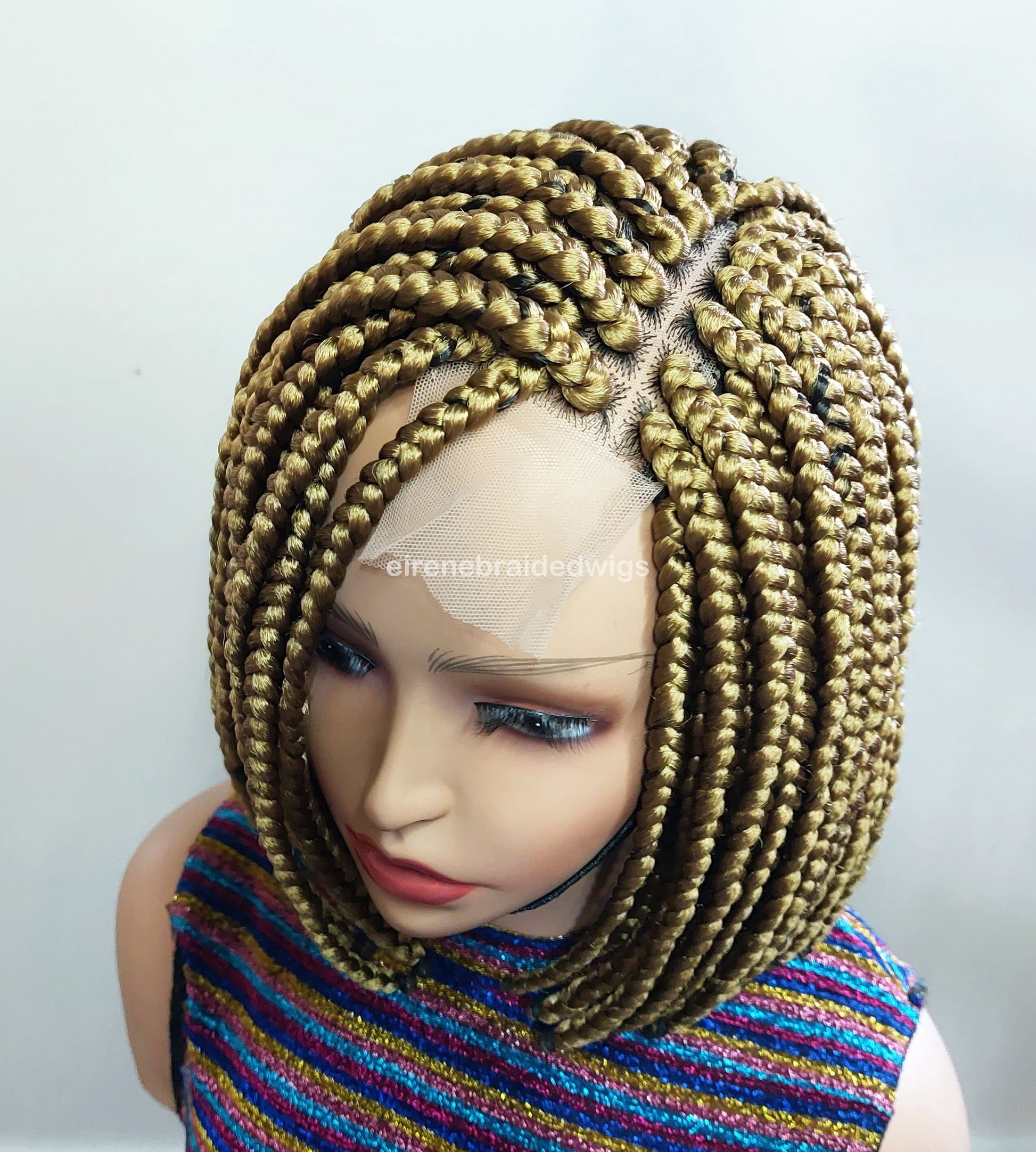 Braided Wigs for Black Women Chunky Box Braids Bob Wig – 10 Inch Lace Frontal Braid Wig – product image 2