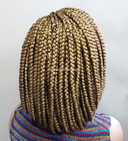Braided Wigs for Black Women Chunky Box Braids Bob Wig – 10 Inch Lace Frontal Braid Wig – product image 6