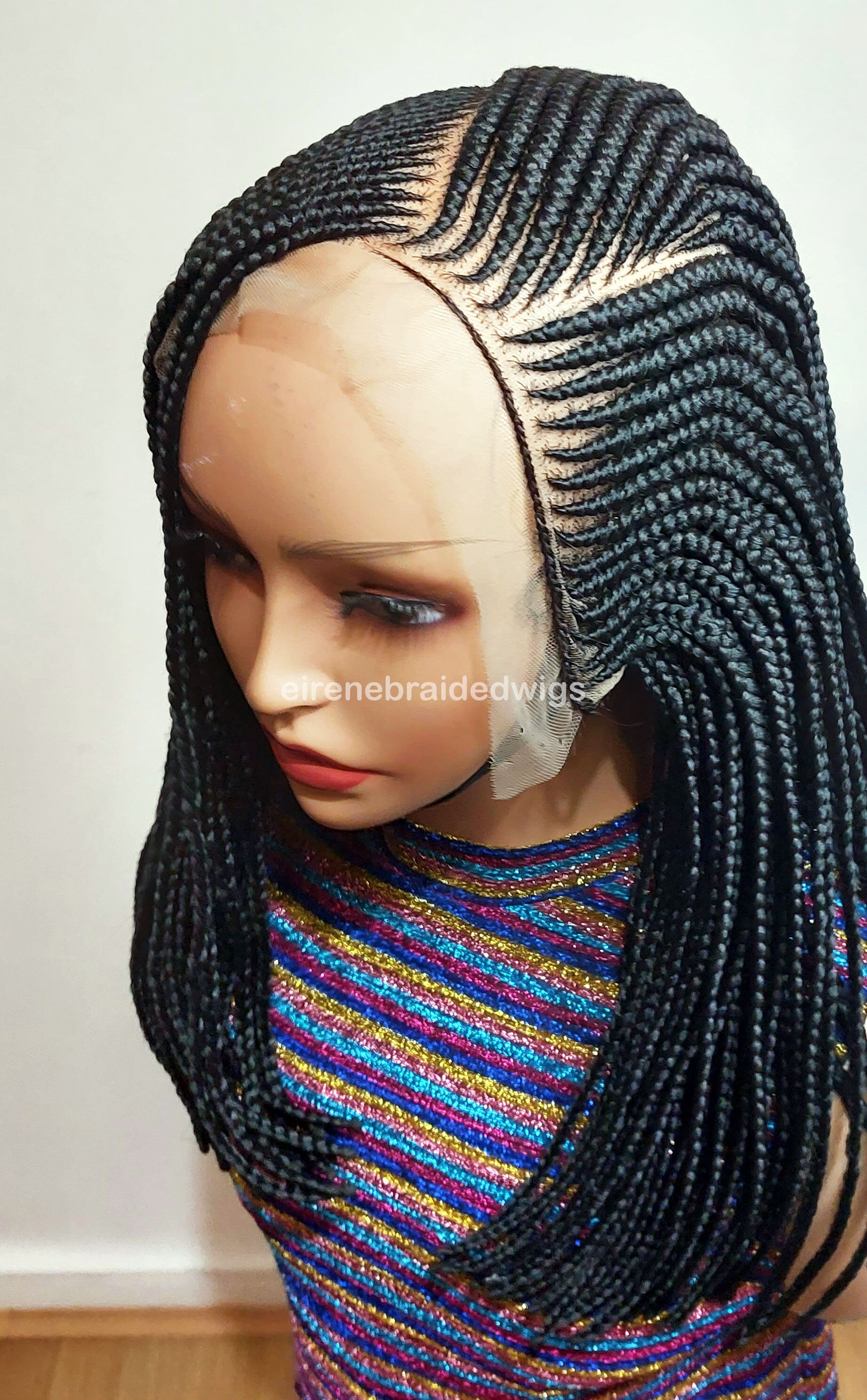 Braided Wigs for Black Women – Short Bob Cornrow Wig – 16-Inch Lace Frontal Black Box Braids – product image 8