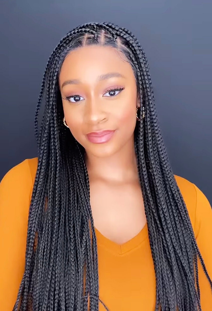 Braided Wigs for Black Women Knotless Box Braid Wig – Full Lace Frontal – Long Braided Hair – product image 8