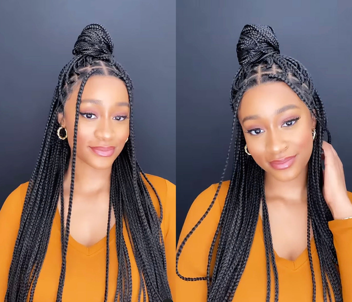 Braided Wigs for Black Women Knotless Box Braid Wig – Full Lace Frontal – Long Braided Hair – product image 6