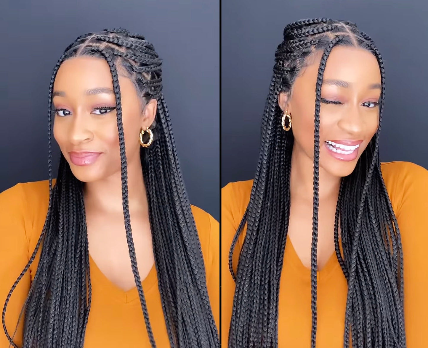 Braided Wigs for Black Women Knotless Box Braid Wig – Full Lace Frontal – Long Braided Hair – product image 5