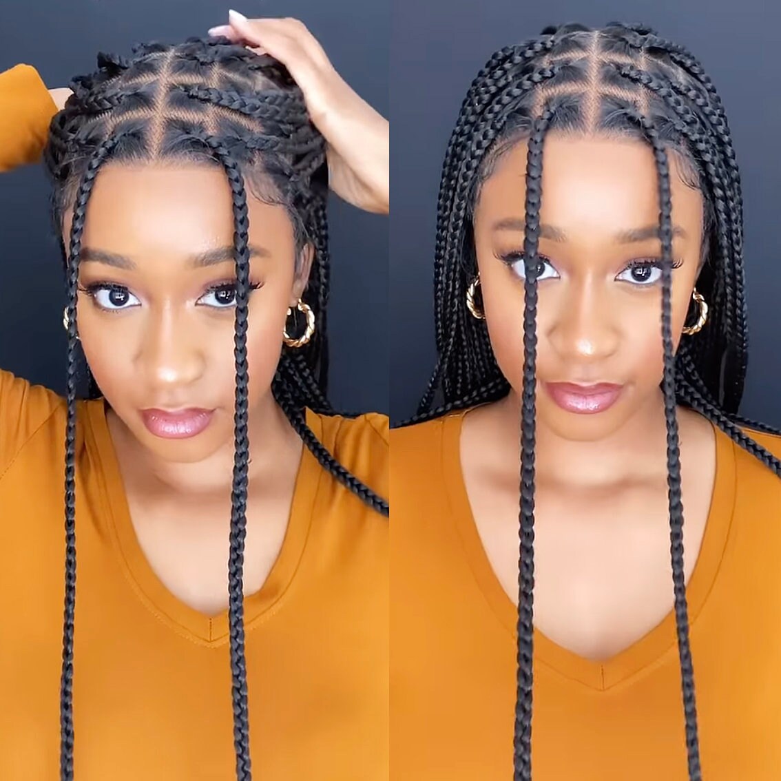 Braided Wigs for Black Women Knotless Box Braid Wig – Full Lace Frontal – Long Braided Hair – product image 7