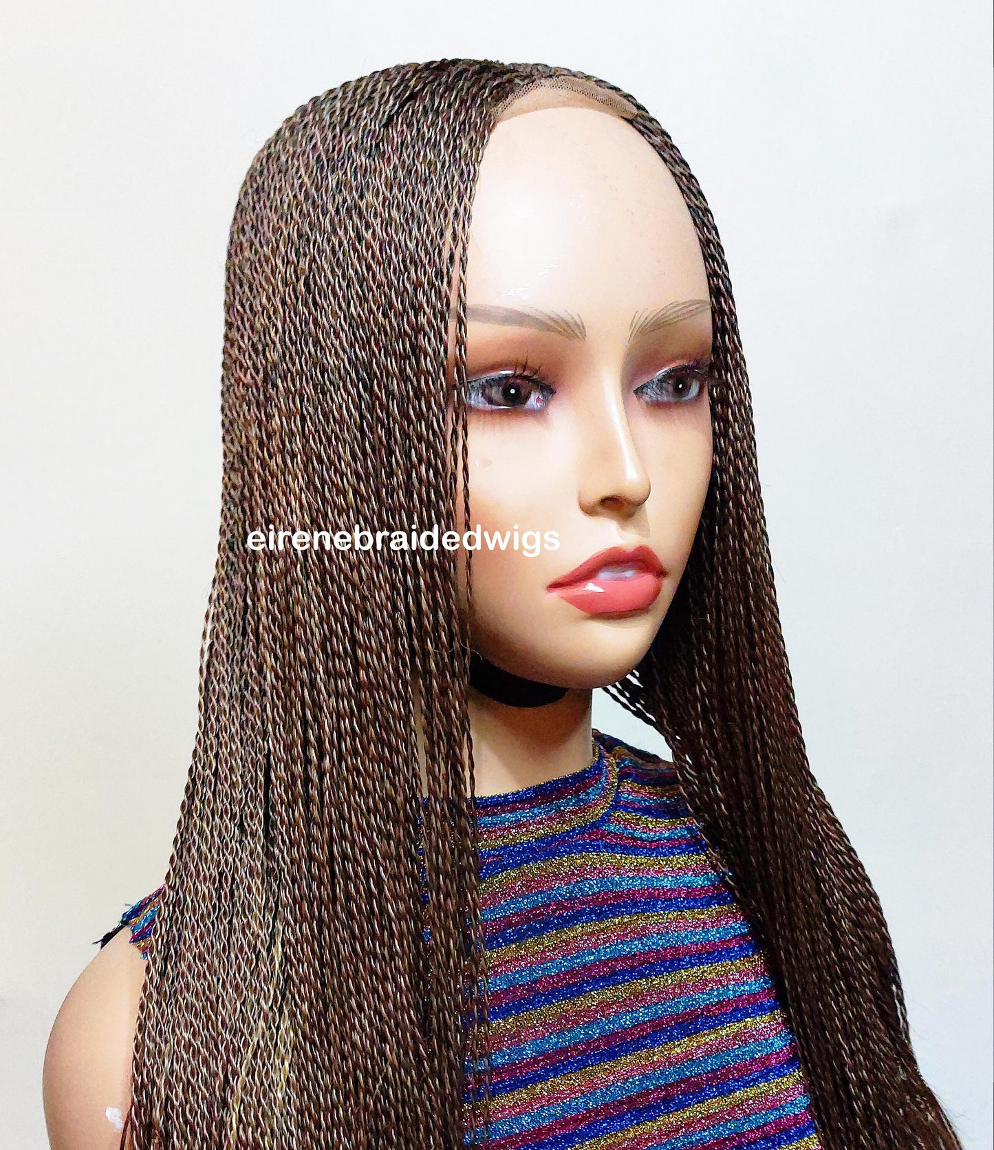 Spanish French curls braided wigs for women – boho goddess locks wig – single braids senegalese micro twist wig – nano braids – – product image 5