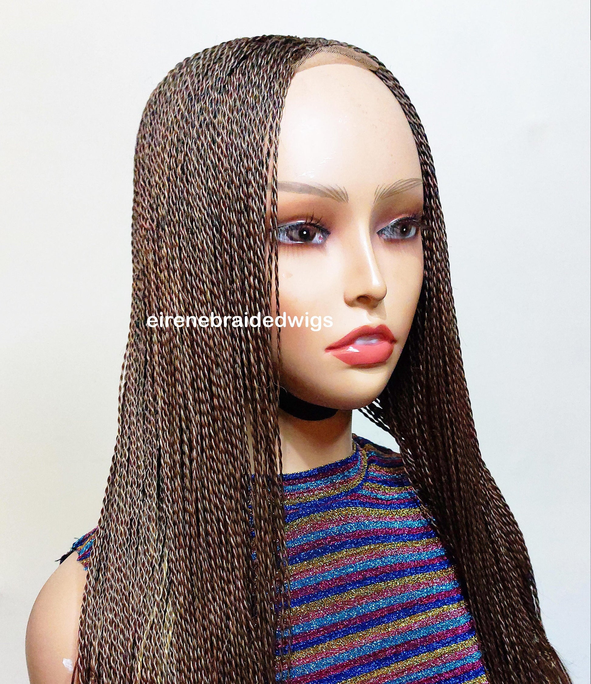 Spanish French curls braided wigs for women – boho goddess locks wig – single braids senegalese micro twist wig – nano braids – – product image 5