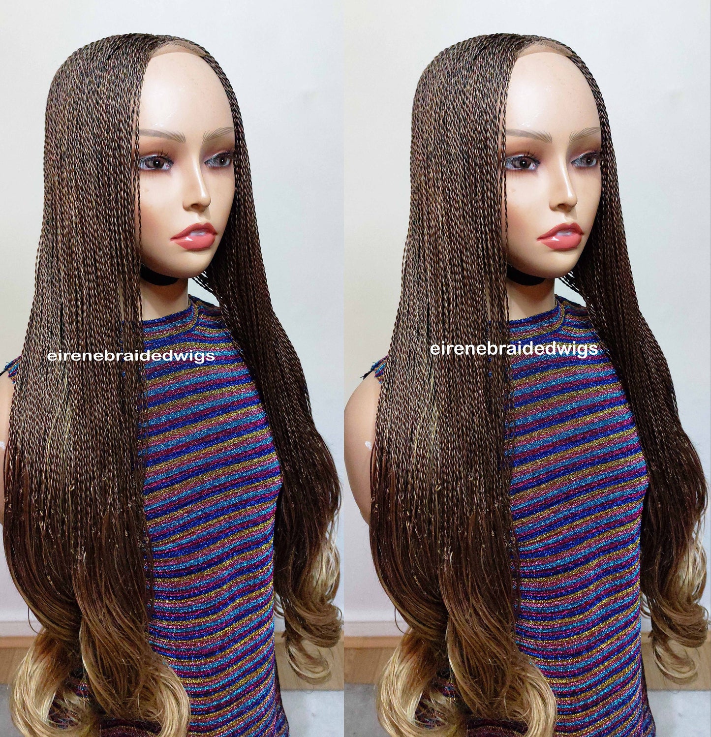 Spanish French curls braided wigs for women – boho goddess locks wig – single braids senegalese micro twist wig – nano braids – – product image 3