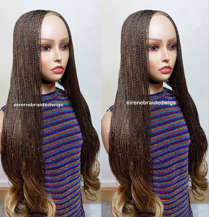 Spanish French curls braided wigs for women – boho goddess locks wig – single braids senegalese micro twist wig – nano braids – – product image 3