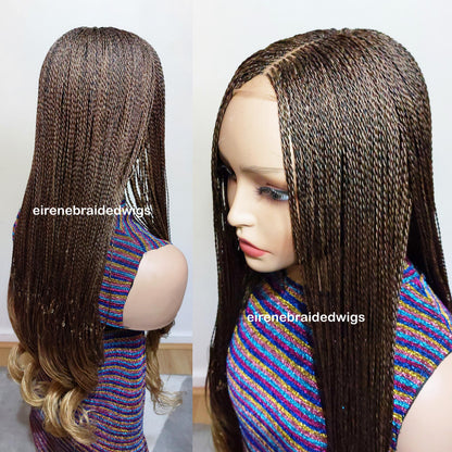 Spanish French curls braided wigs for women – boho goddess locks wig – single braids senegalese micro twist wig – nano braids – – product image 6