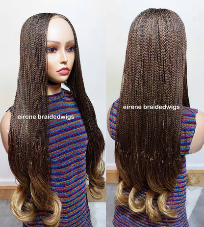 Spanish French curls braided wigs for women – boho goddess locks wig – single braids senegalese micro twist wig – nano braids – – product image 1