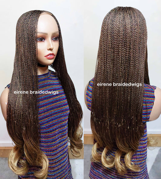 Spanish French curls braided wigs for women – boho goddess locks wig – single braids senegalese micro twist wig – nano braids – – product image 1