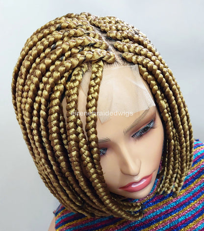 Braided Wigs for Black Women Chunky Box Braids Bob Wig – 10 Inch Lace Frontal Braid Wig – product image 5
