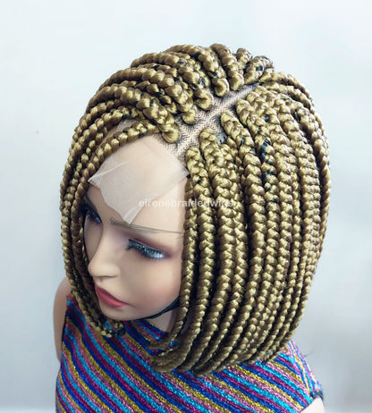 Braided Wigs for Black Women Chunky Box Braids Bob Wig – 10 Inch Lace Frontal Braid Wig – product image 3