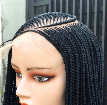 Braided Wigs for Black Women Lace Frontal Braided Wig – Black C-Cut Fulani Cornrow – product image 3