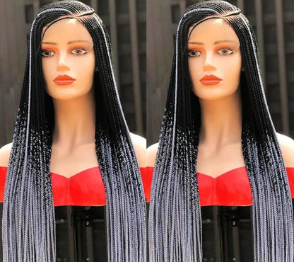 Braided Wigs for Black Women Lace Frontal Braided Wig – Black C-Cut Fulani Cornrow – product image 2