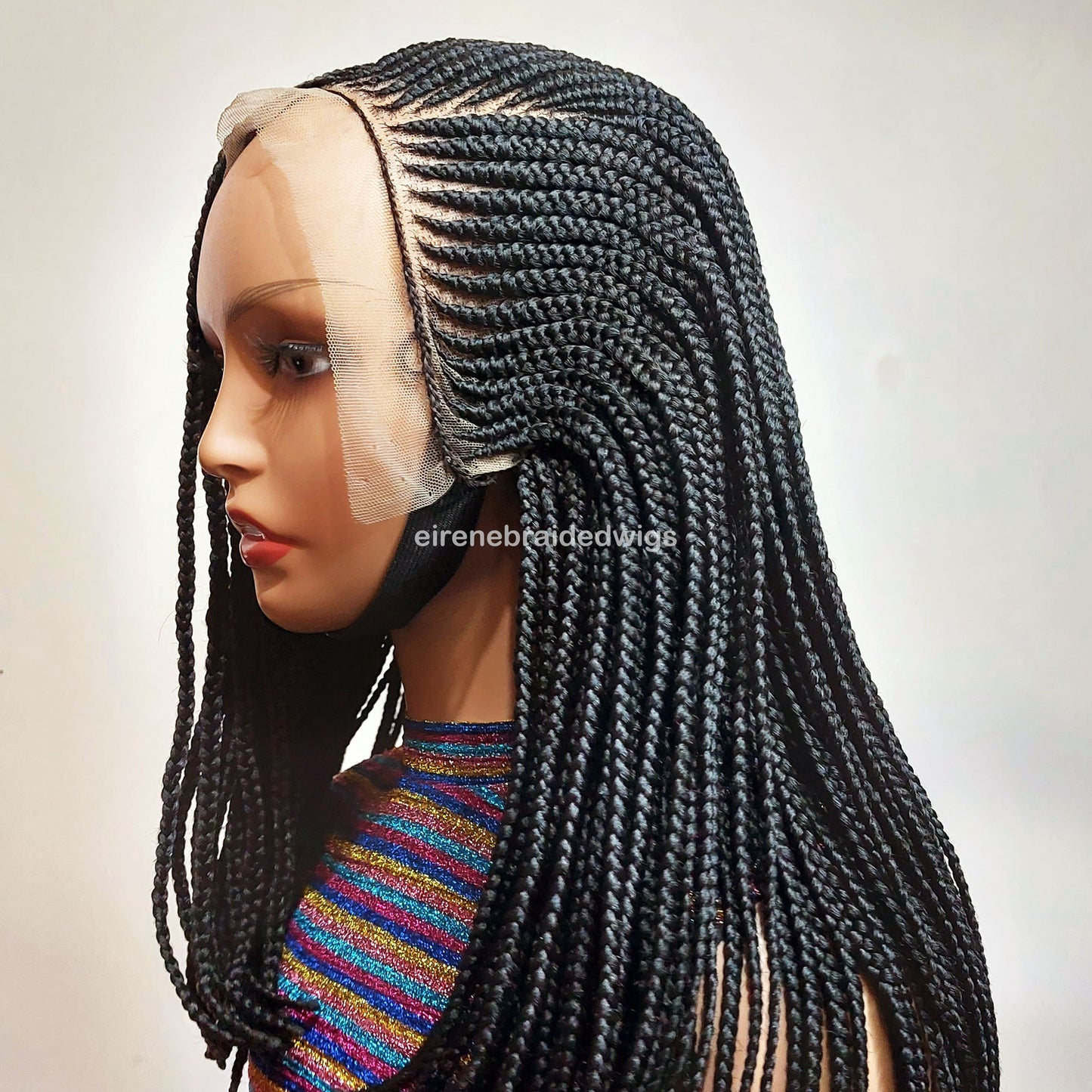 Braided Wigs for Black Women – Short Bob Cornrow Wig – 16-Inch Lace Frontal Black Box Braids – product image 5