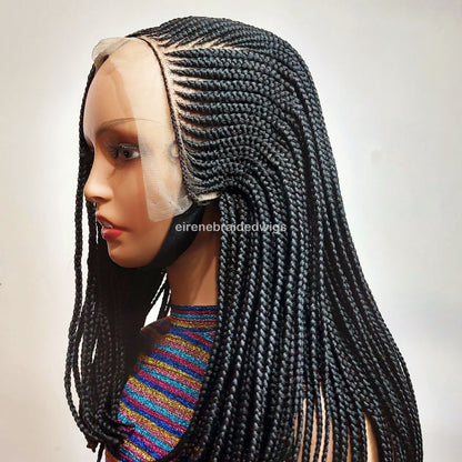 Braided Wigs for Black Women – Short Bob Cornrow Wig – 16-Inch Lace Frontal Black Box Braids – product image 5