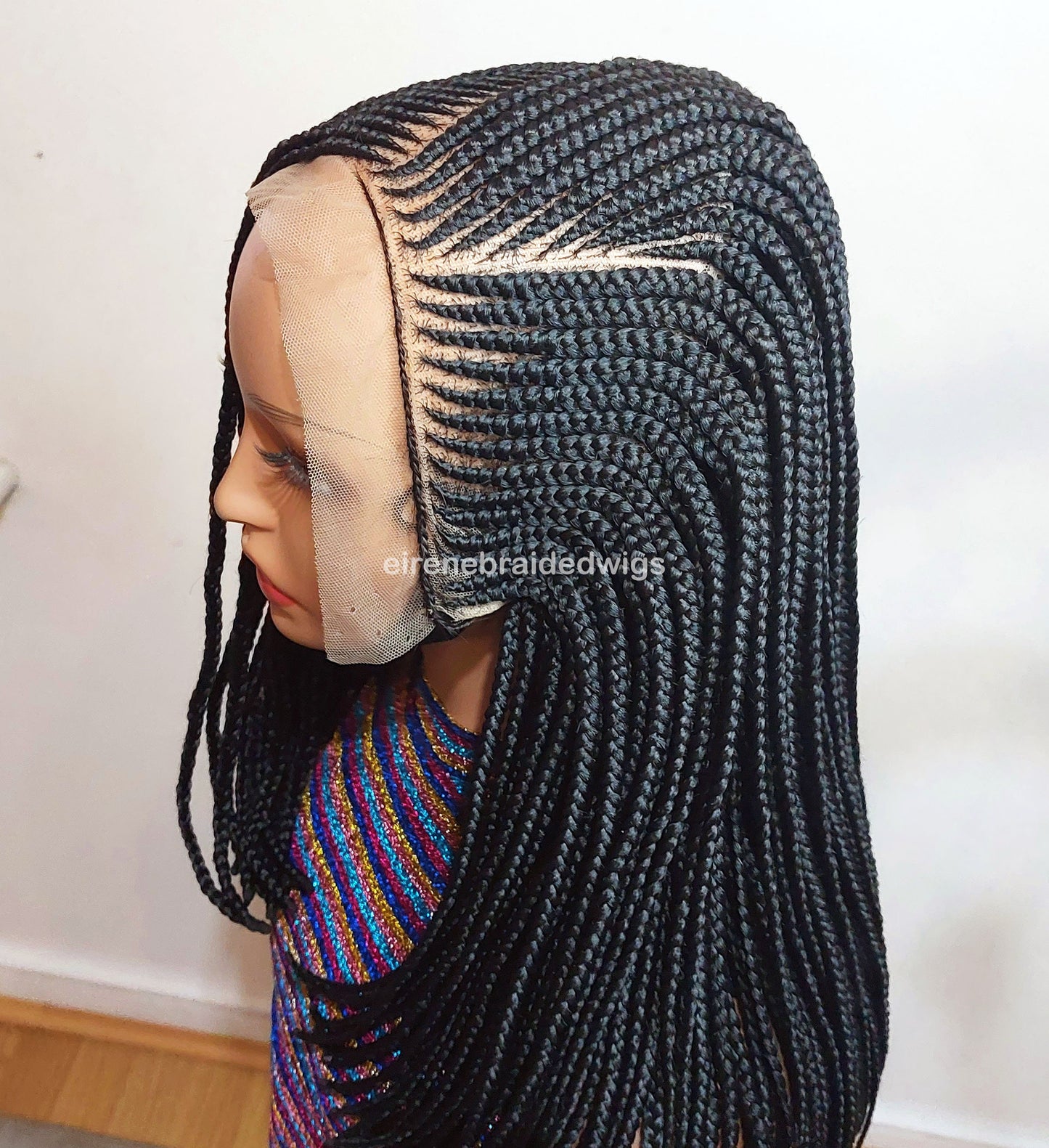 Braided Wigs for Black Women – Short Bob Cornrow Wig – 16-Inch Lace Frontal Black Box Braids – product image 7