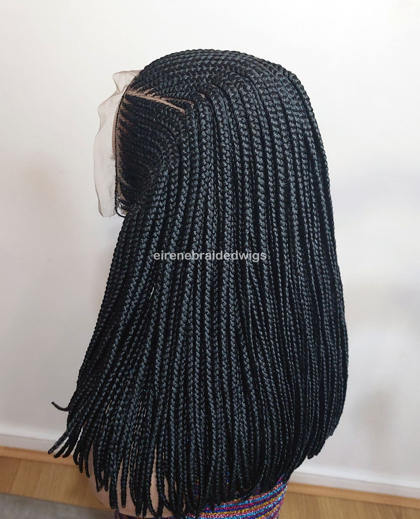 Braided Wigs for Black Women – Short Bob Cornrow Wig – 16-Inch Lace Frontal Black Box Braids – product image 6