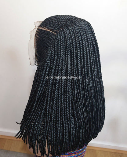 Braided Wigs for Black Women – Short Bob Cornrow Wig – 16-Inch Lace Frontal Black Box Braids – product image 6