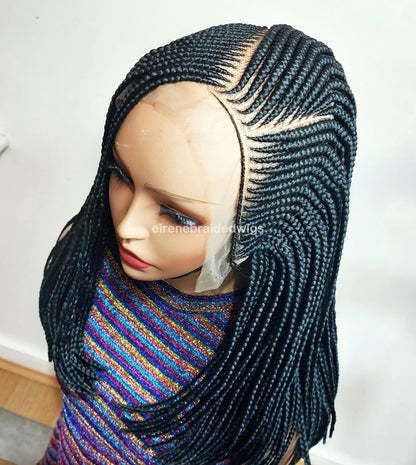 Braided Wigs for Black Women – Short Bob Cornrow Wig – 16-Inch Lace Frontal Black Box Braids – product image 3