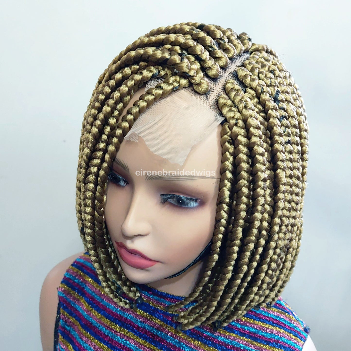 Braided Wigs for Black Women Chunky Box Braids Bob Wig – 10 Inch Lace Frontal Braid Wig – product image 1