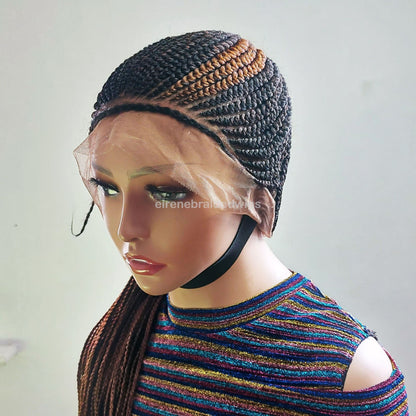 Braided Wigs for Black Women Fulani Braided Wig – Cornrow Updo – High Bun Ponytail – Full Lace – product image 1