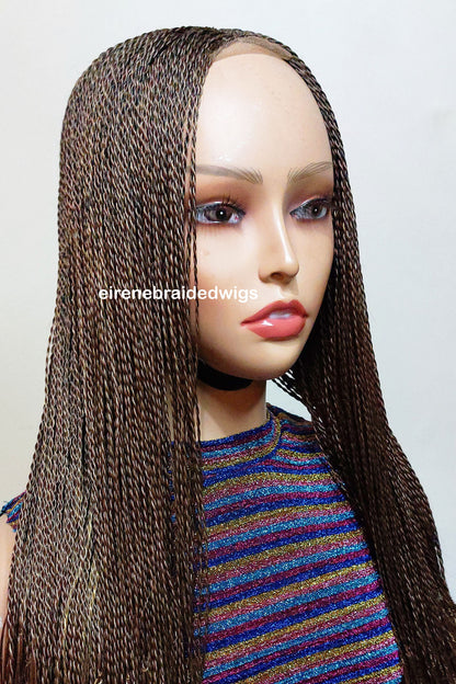Spanish French curls braided wigs for women – boho goddess locks wig – single braids senegalese micro twist wig – nano braids – – product image 7
