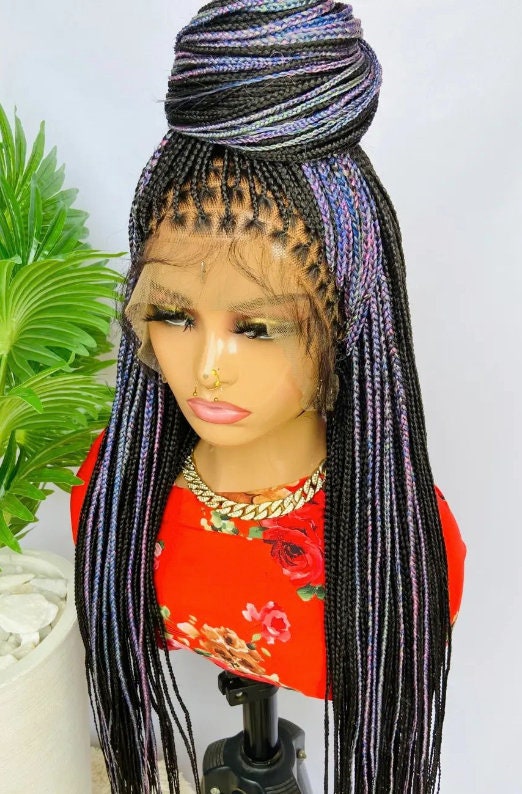 Braided Wigs for Black Women Knotless Box Braided Wig – Lace Frontal Human Hair Blend – Long Single Braid – product image 3