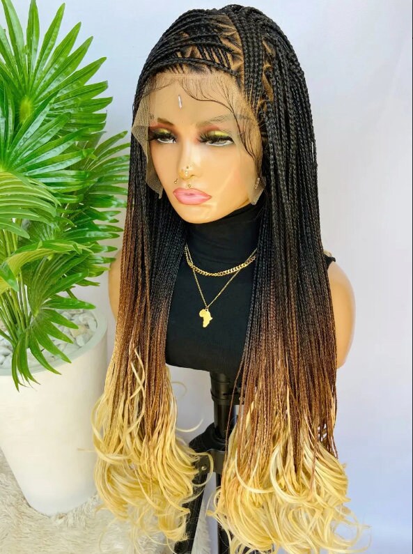 Braided Wigs for Black Women 30-inch Lace Frontal Braided Wig – Boho French Curl Ends – product image 3