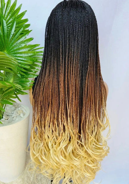 Braided Wigs for Black Women 30-inch Lace Frontal Braided Wig – Boho French Curl Ends – product image 4