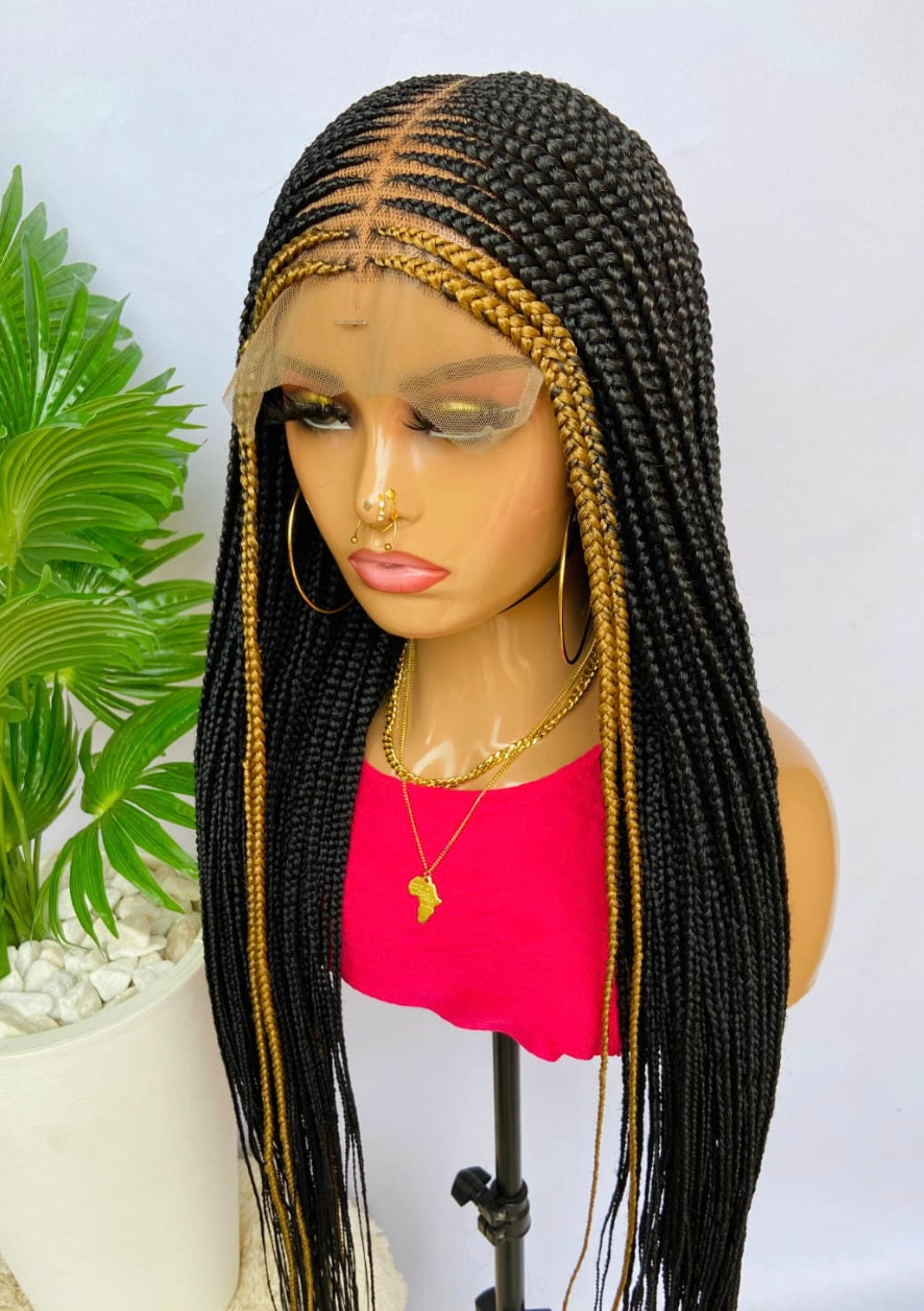 Braided Wigs for Black Women 24" Fulani Braided Wig – Ghana Weaving Lace Frontal Braid Wig – product image 3