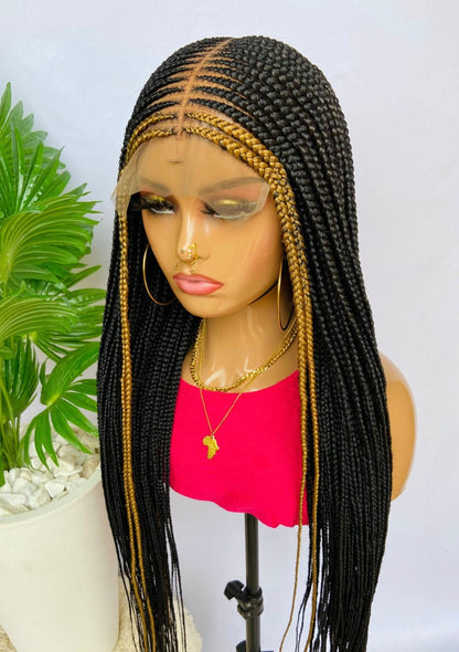 Braided Wigs for Black Women 24" Fulani Braided Wig – Ghana Weaving Lace Frontal Braid Wig – product image 3