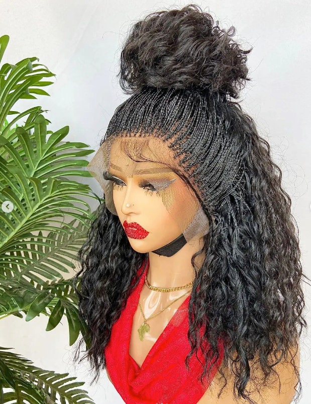 Braided Wigs for Black Women Lace Front Boho Braided Wig – Micro Braids – Deep Wave – Passion Twist – product image 9