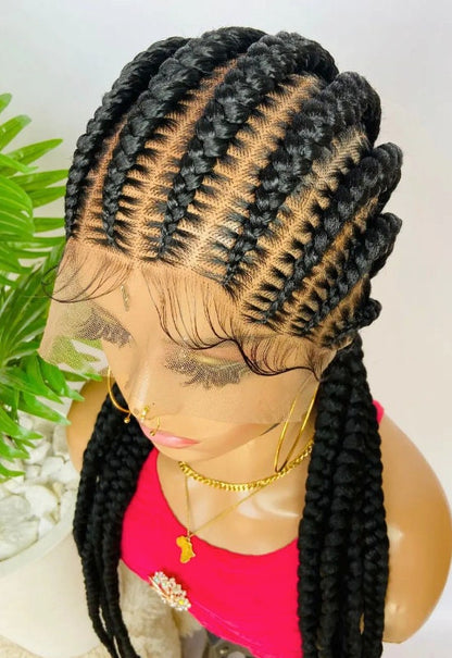 Braided Wigs for Black Women Full Lace Feed-in Cornrow Braided Wig – 30 inch African Tribal Braids – product image 2