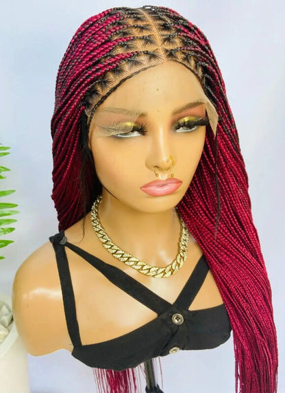 Braided Wigs for Black Women Knotless Box Braided Wig – Lace Frontal Human Hair Blend – Long Single Braid – product image 2