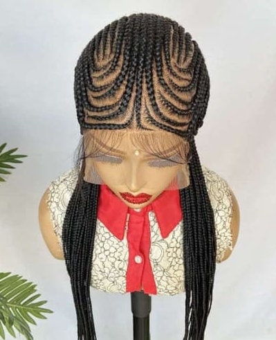 Braided Wigs for Black Women Fulani Braided Wig – Zigzag Cornrow Lace Frontal Wig with Baby Hair – product image 4