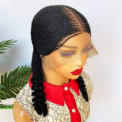 Braided Wigs for Black Women Braided Wig – Fulani Cornrow Bob with Beads – Lace Frontal – product image 1