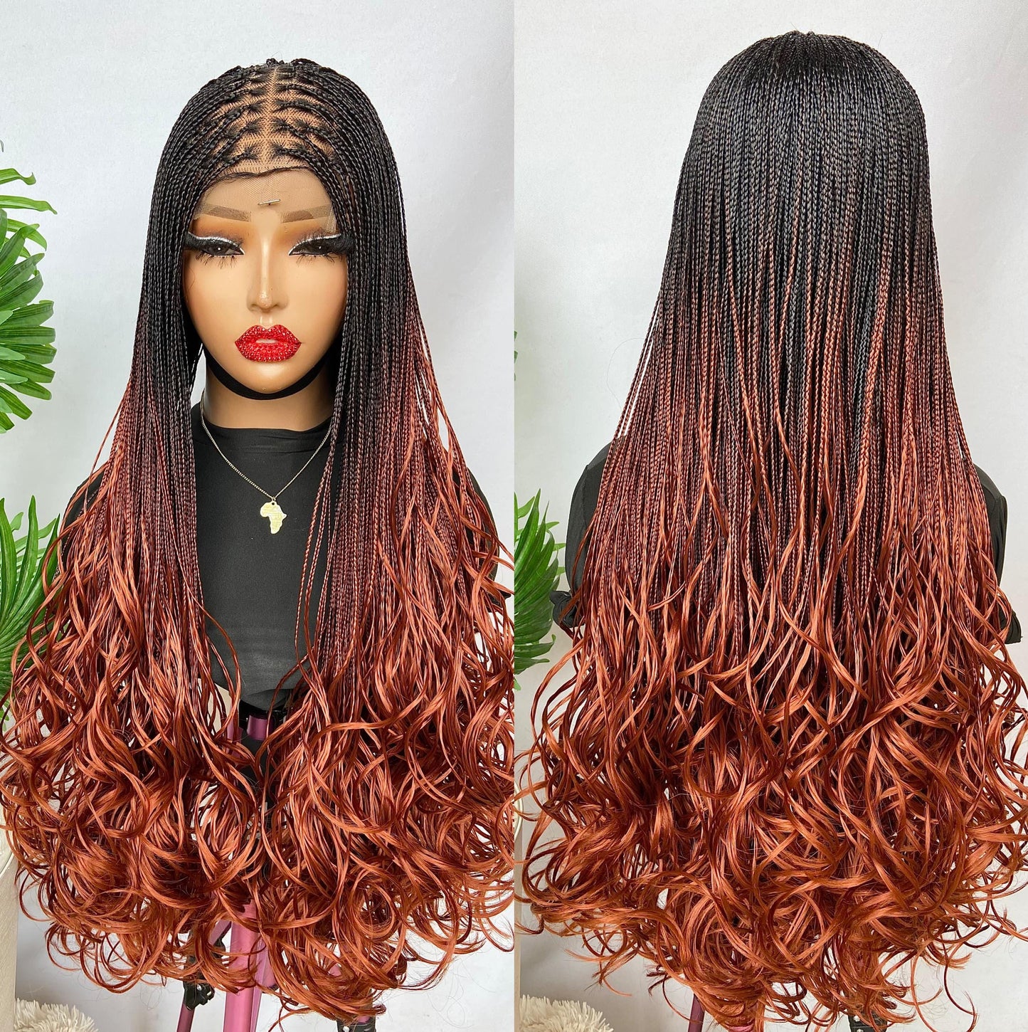 Spanish Curls Knotless Micro Twist Million Braids Wavy Spiral Hair Human Hair Lace Front Wig