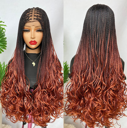 Spanish Curls Knotless Micro Twist Million Braids Wavy Spiral Hair Human Hair Lace Front Wig