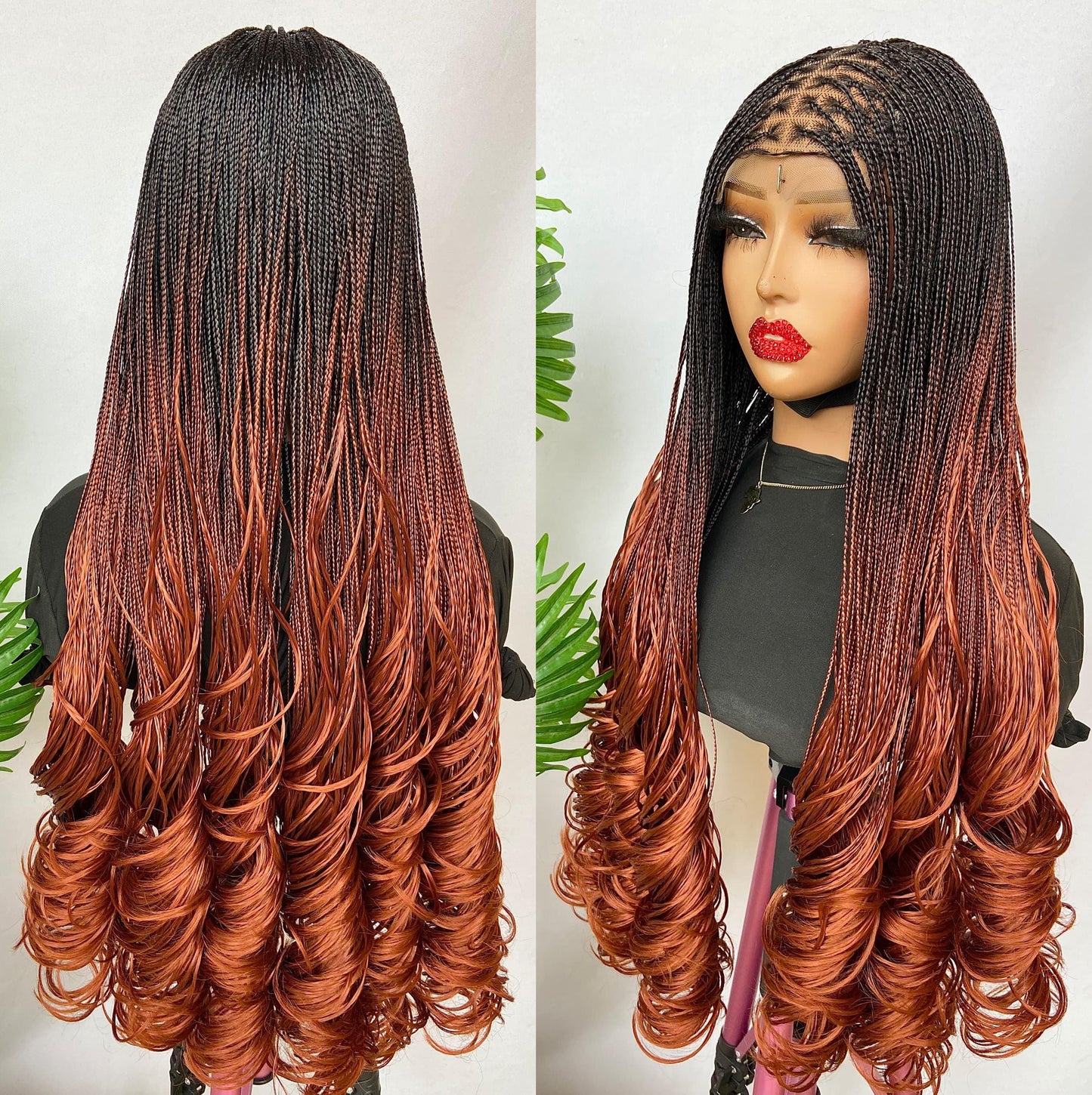 Spanish Curls Knotless Micro Twist Million Braids Wavy Spiral Hair Human Hair Lace Front Wig