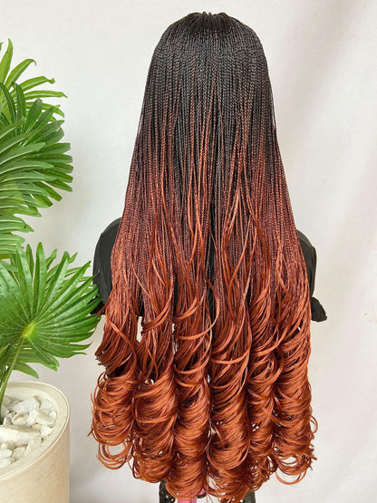Spanish Curls Knotless Micro Twist Million Braids Wavy Spiral Hair Human Hair Lace Front Wig