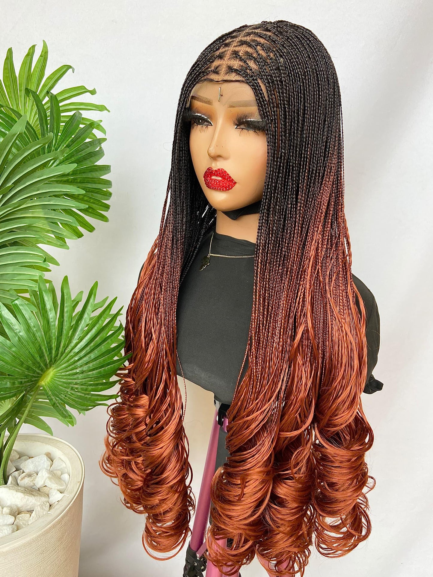 Spanish Curls Knotless Micro Twist Million Braids Wavy Spiral Hair Human Hair Lace Front Wig