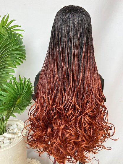 Spanish Curls Knotless Micro Twist Million Braids Wavy Spiral Hair Human Hair Lace Front Wig