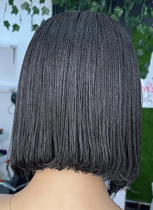 Braided Wigs for Black Women Micro Twist Braid Wig – 2x4 Lace Closure – 12 inch Human Hair Bob – product image 7