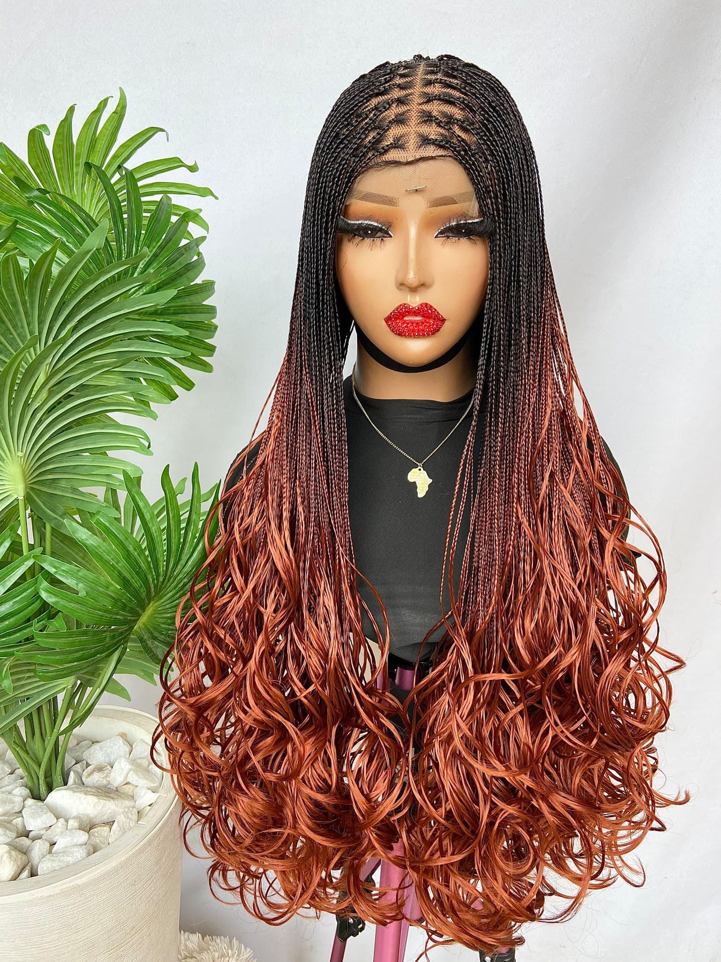Spanish Curls Knotless Micro Twist Million Braids Wavy Spiral Hair Human Hair Lace Front Wig