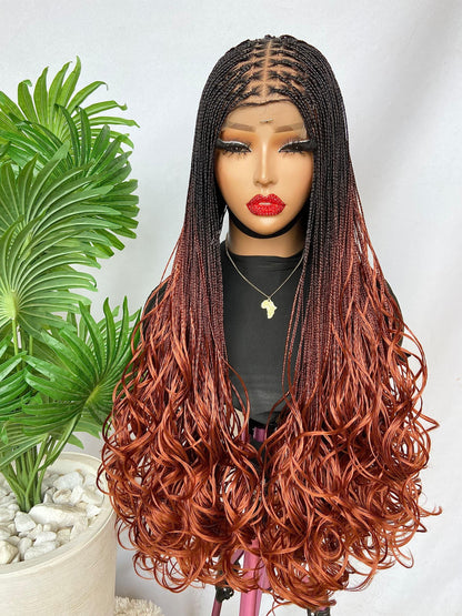 Spanish Curls Knotless Micro Twist Million Braids Wavy Spiral Hair Human Hair Lace Front Wig